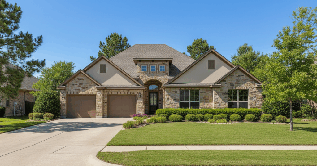 Conroe custom home floor plan exterior - 4 bedroom, 3 bathroom build on your lot design by Sierra Classic Custom Homes in Houston and Central Texas