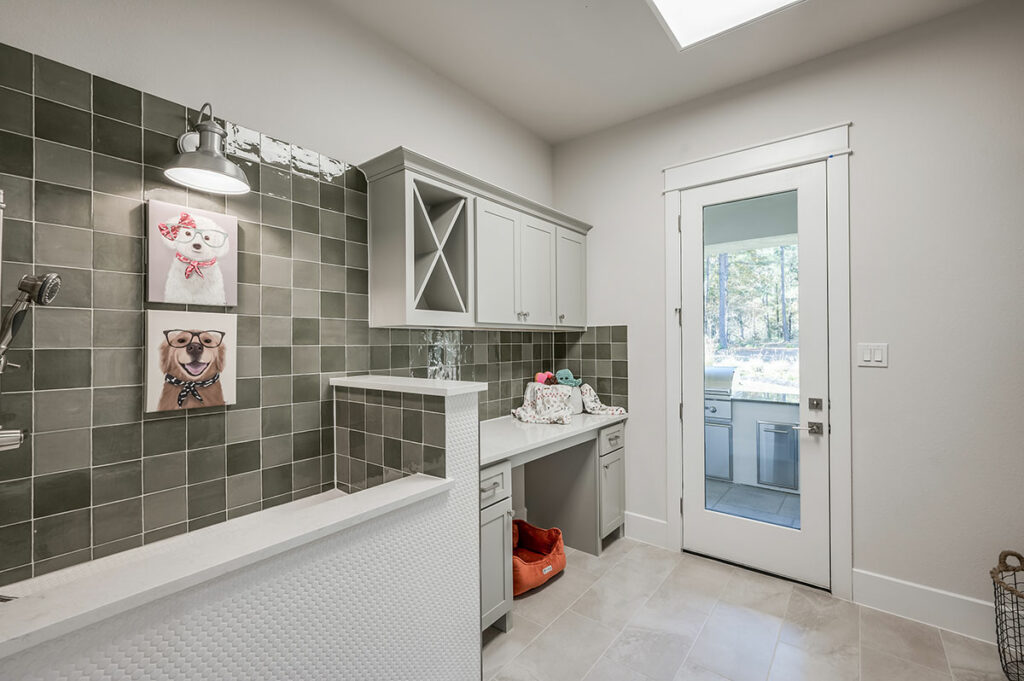 Built-in Pet Washing Station In A Custom Home Laundry Room