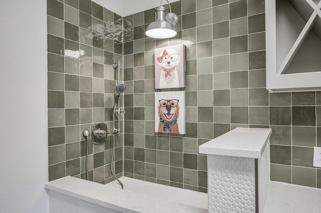 Dedicated Pet Area With Dog Door And Tiled Floor For Easy Cleaning