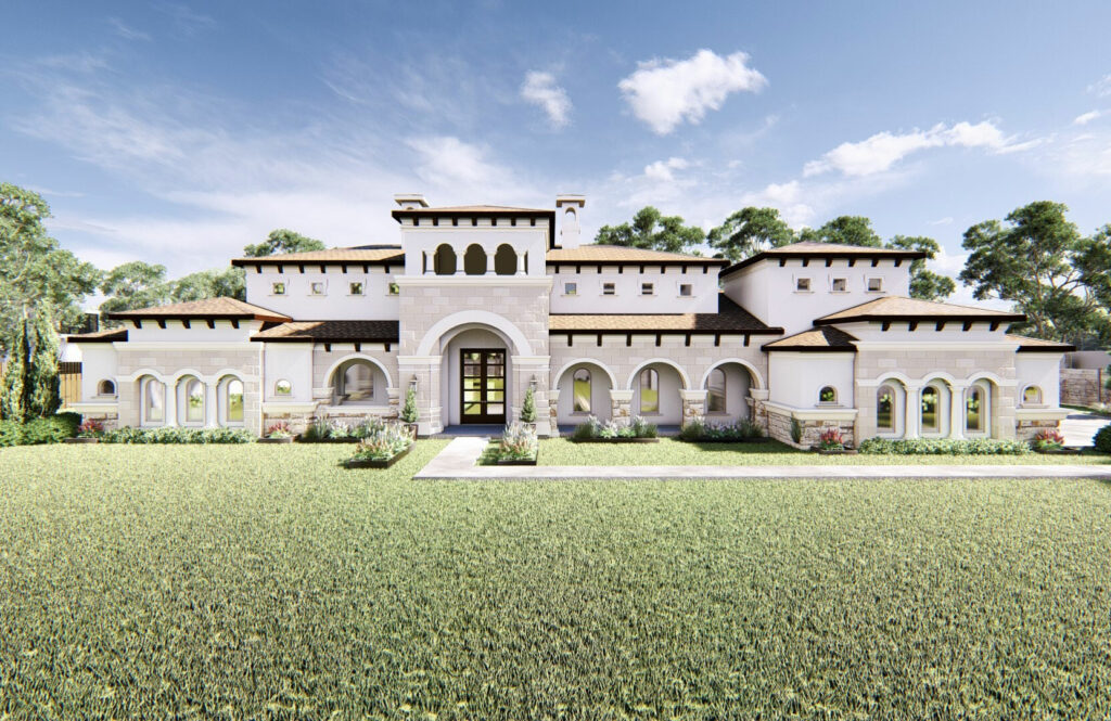 Mediterranean luxury home exterior for the Inspiration Plan 3510 custom design.