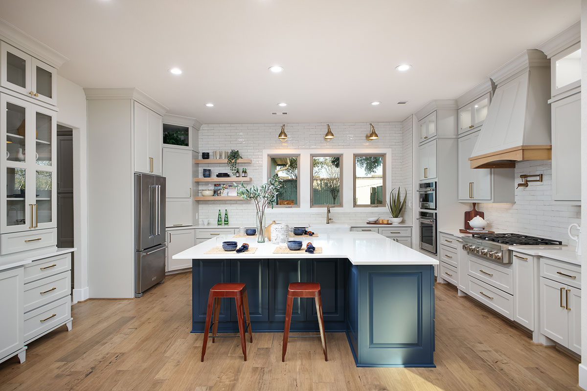 Modern kitchen in a home by Sierra Classic Custom Homes, custom home builder in Houston and Central Texas
